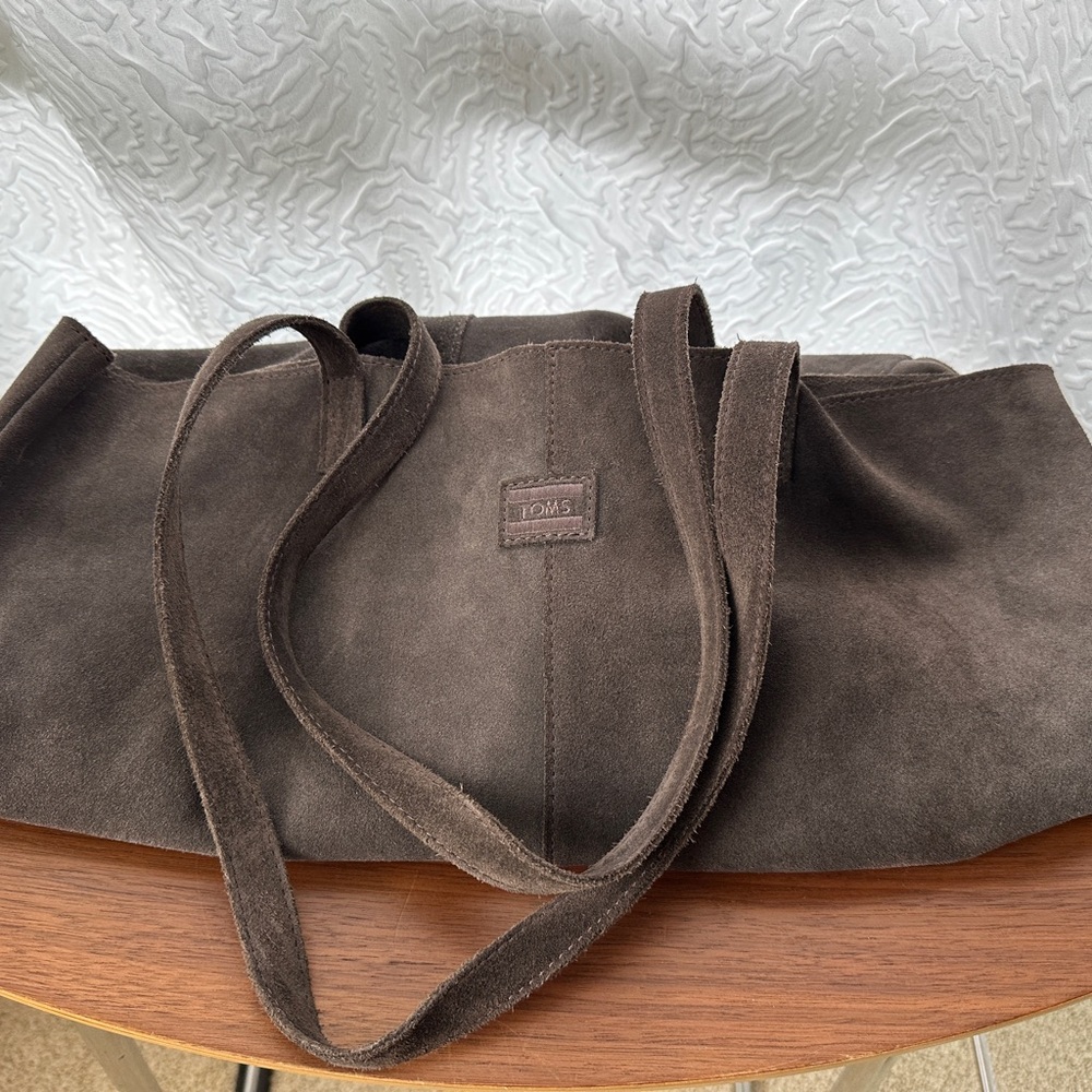 TOMS Gray Suede Shoulder Tote